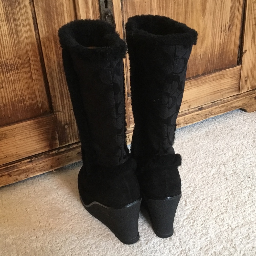 Coach Black Jordana Wedge Boots - Picture 2 of 9